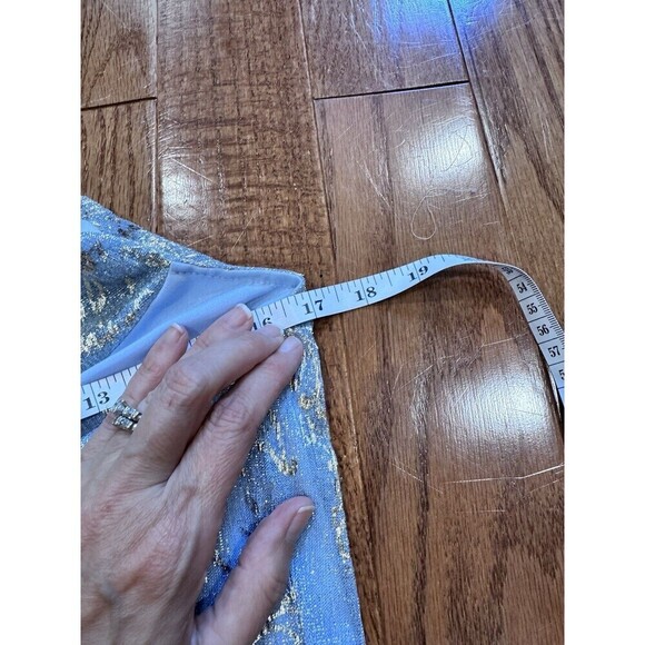 Ice Blue Metallic Silver Floral Cowl Slip Dress Size Size Small Ethereal Glam - Picture 6 of 7